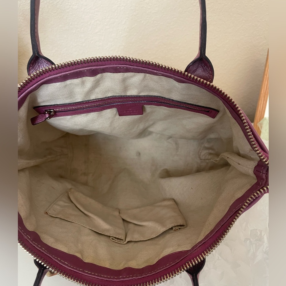 Gucci Heart Bit Charm Brown Canvas Pink Rose Leather Trim Tote - Picture 11 of 16